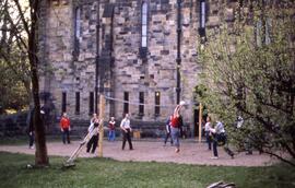 Students play volleyball at Alnwick, St. Cloud State University