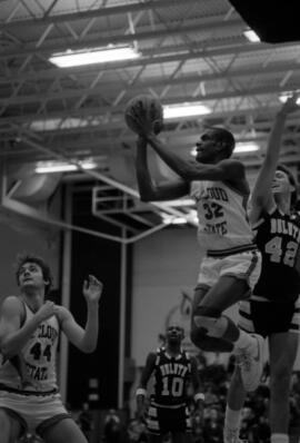 Kevin Catron gets ready to shoot during a basketball game against the University of Minnesota-Duluth, St. Cloud State University