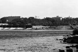 St. Cloud State University campus from across the Mississippi River