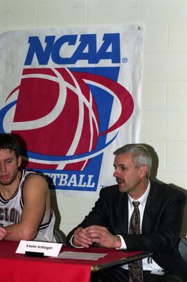 Kevin Schlagel at a press conference, St. Cloud State University