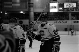 Bret Hedican during a hockey game, St. Cloud State University