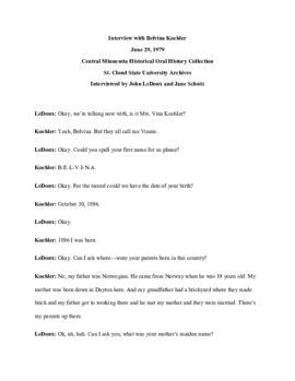 Church oral history transcript - Belvina Koehler