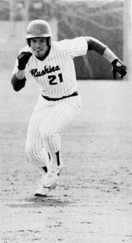 St. Cloud State University baseball player John McFarland runs the bases