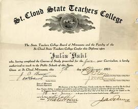 Julia Dahl diploma, St. Cloud State University