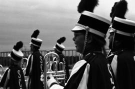 Marching band at the homecoming parade, St. Cloud State University