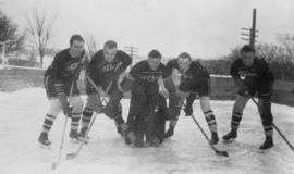 Five hockey players, St. Cloud State University