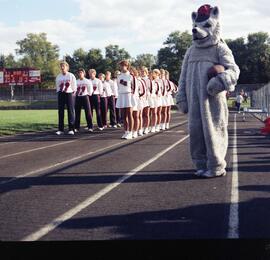 Cheerleaders and the Husky mascot, St. Cloud State University