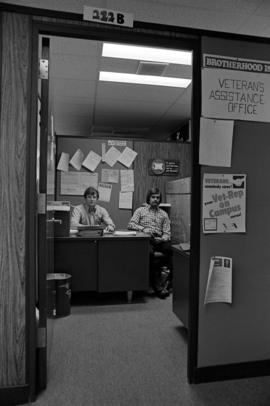 Veteran reps Frank Eastland and Tom Garland in their Atwood Memorial Center (1966) office, St. Cl...
