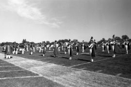 Marching band performs at football game, St. Cloud State University