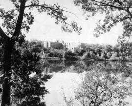 Mitchell Hall (1958) and the Mississippi River, St. Cloud State University