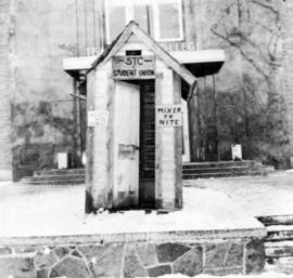 Outhouse disguised as a student union, St. Cloud State University