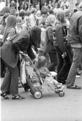 A woman marches, Day of Peace protest, St. Cloud State University