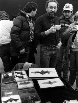 Faculty member David Mork with bat specimens, St. Cloud State University