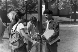 Two students meet up, St. Cloud State University