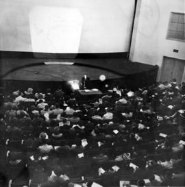 Students attend a lecture, St. Cloud State University