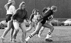 Women play intramural football, St. Cloud State University