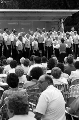 People listen to a musical group perform, Lemonade Concert and Art Fair, St. Cloud State University