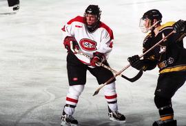 Action during a hockey game against Michigan Tech University, St. Cloud State University