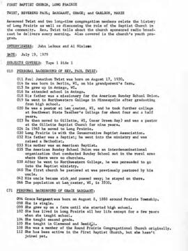 Church oral history summary - Paul Twist