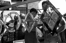 People look at stained glass objects, Lemonade Concert and Art Fair, St. Cloud State University