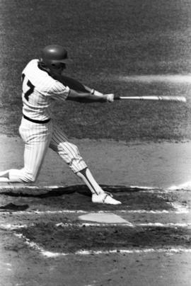 Bob Hegman swings a baseball bat during a St. Cloud State University baseball game against the University of Minnesota-Duluth