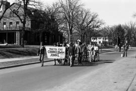 Theta Chi parade for Mississippi River crossing, St. Cloud State University