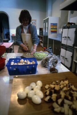 Student in kitchen, Alnwick Castle, St. Cloud State University