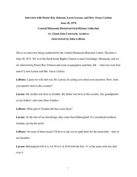 Church oral history transcript - Roy Johnson