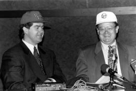 Robert Bess attends a press conference, St. Cloud State University