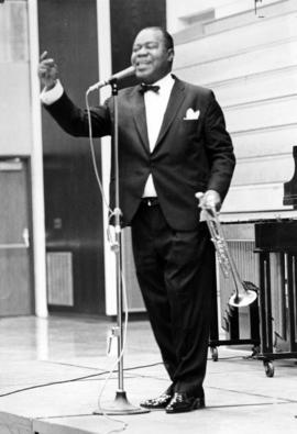 Musician Louis Armstrong performs at Halenbeck Hall, St. Cloud State University