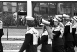 Marching band at the homecoming parade, St. Cloud State University