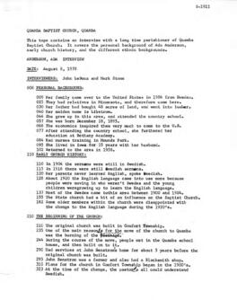 Church oral history summary -ﾠ Ada Anderson