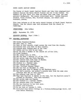 Church oral history summary - Robert Gustason