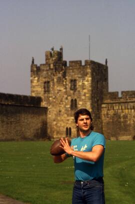 Man throws a football, Alnwick Castle, St. Cloud State University