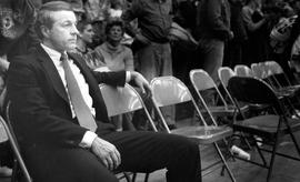 Men's basketball coach Butch Raymond ponders a loss, St. Cloud State University