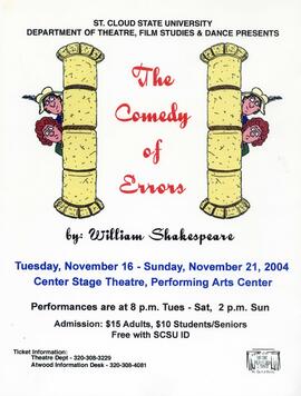 The Comedy of Errors theatre production poster, St. Cloud State University