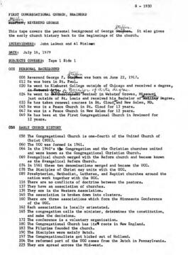 Church oral history summary - George Steffen