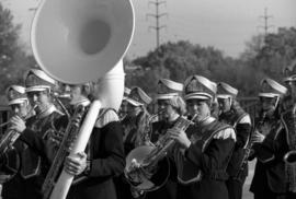 Marching band at the homecoming parade, St. Cloud State University