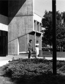 Two women leave the Education Building (1971), St. Cloud State University