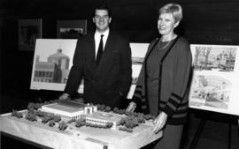 Shawn Teal and Mary Ditlevson with Miller Center (2000) model, St. Cloud State University