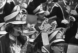 Marching band performs at the homecoming football game, St. Cloud State University