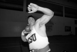 Matt Vardas throws a shot put, St. Cloud State University