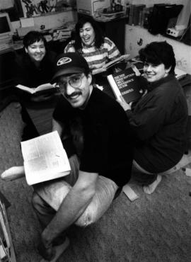 KVSC Trivia writers Emy Richardson, Marie Richardson, Chad Schmitz, and Nova Schmitz, St. Cloud State University