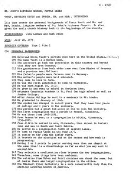 Church oral history summary - Edwin Vaudt