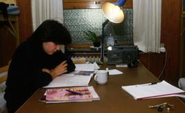 Woman studies at a desk, Aalborg, Denmark, St. Cloud State University