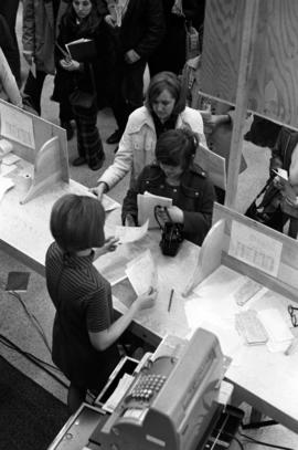 Students at registration, St. Cloud State University