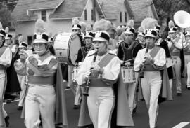 Marching band at the homecoming parade, St. Cloud State University