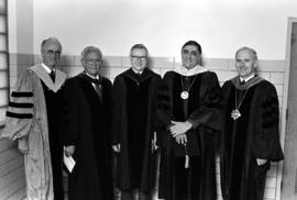 George Budd, Robert Wick, Charles Graham, Lowell (Ted) Gillett, and Brendan McDonald, Brendan McDonald inauguration, St. Cloud State University