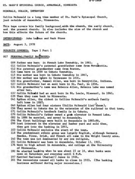 Church oral history summary - Colin McDonald