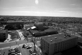 Centennial Hall (1971), Performing Arts Center (1968), and Hill Hall (1962), St. Cloud State University